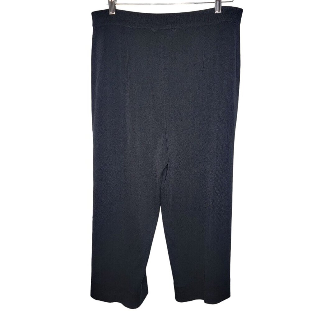 Exclusively Misook Women's  Large Black Stretch Wide‎ Leg Pull On Acrylic Pants